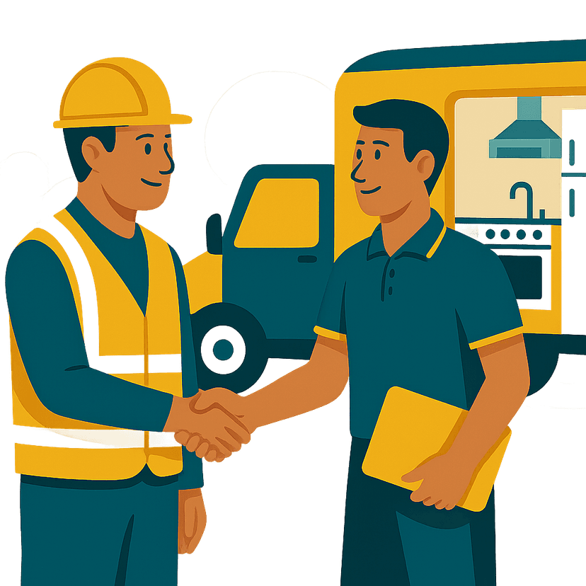 Partnership illustration showing a handshake between professionals